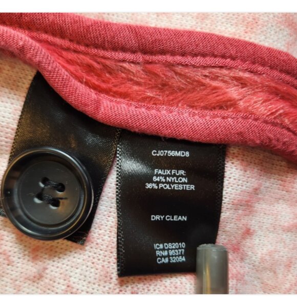 Sanctuary x Anthropologie Elena Faux Fur Shawl Collar Coat Red/Pink Jacket - Picture 8 of 11